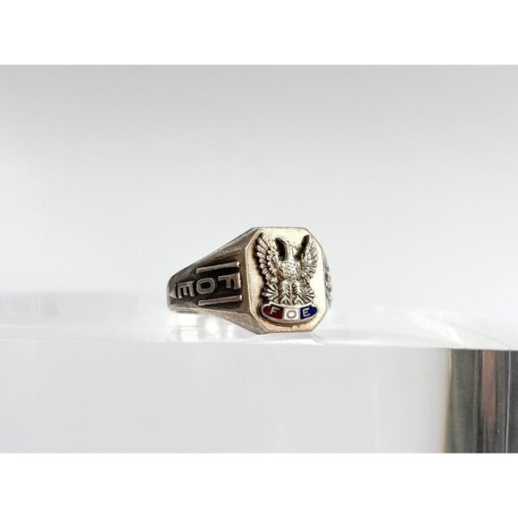 FOE Fraternal Order of Eagles 925 Sterling Silver Vintage Ring - sz 11.25 - Picture 14 of 14